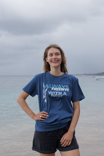 Short sleeve t-shirt "Always Freedive with a Buddy"